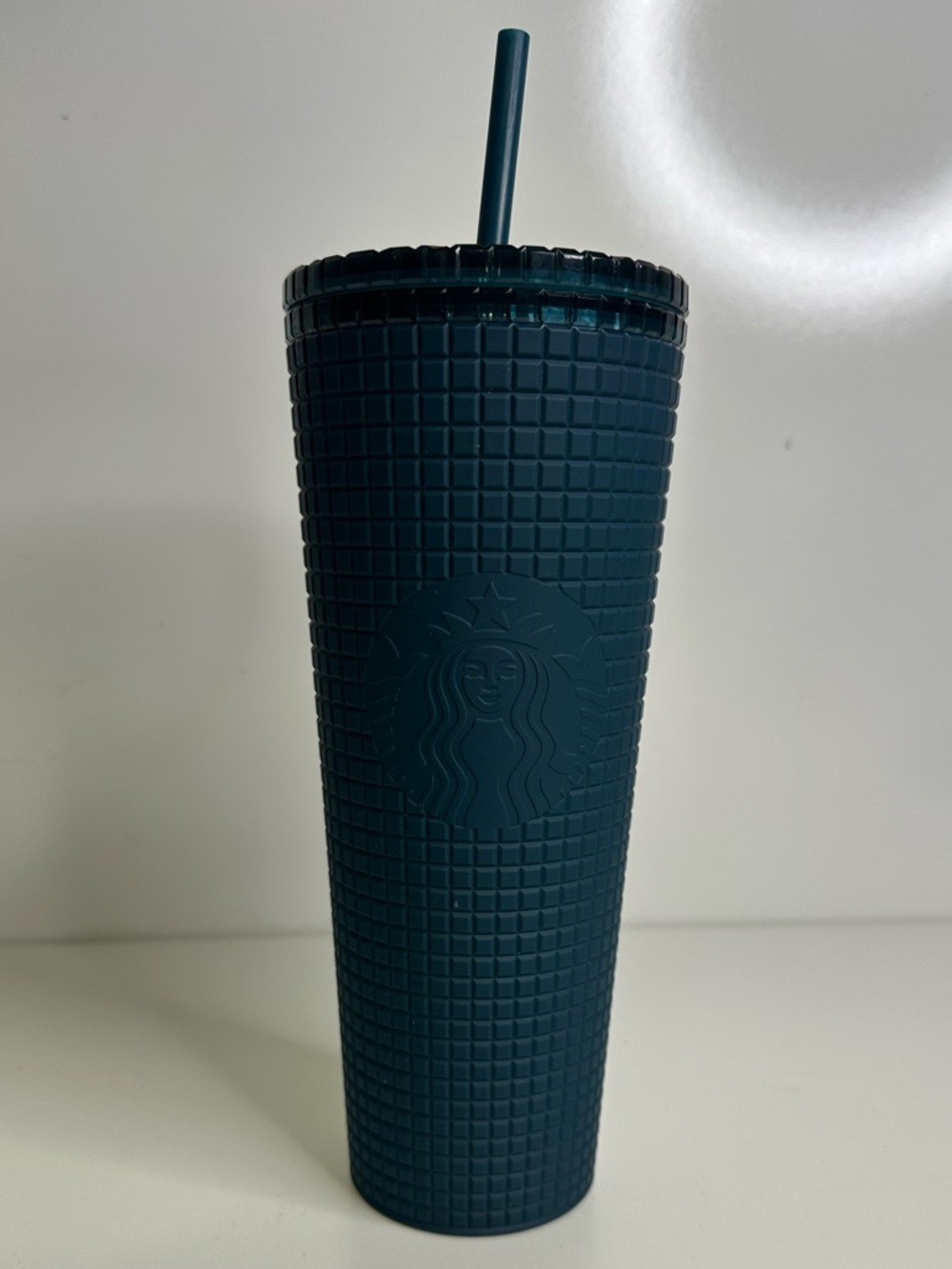 Starbucks Tumbler Matte blue/teal Grid Cold Cup Venti 24oz Straw 2022.
